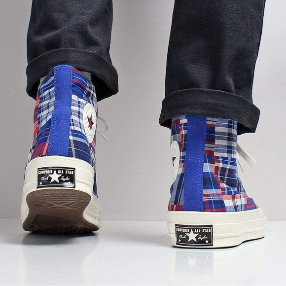 Converse Twisted Prep Blue Chuck 70 checked canvas high-top sneakers 👟 - Picture 2 of 8